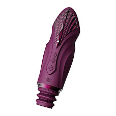 Компактная смарт секс-машина Zalo – Sesh Velvet Purple, 2 насадки, пульт ДУ, кристалл Swarovski