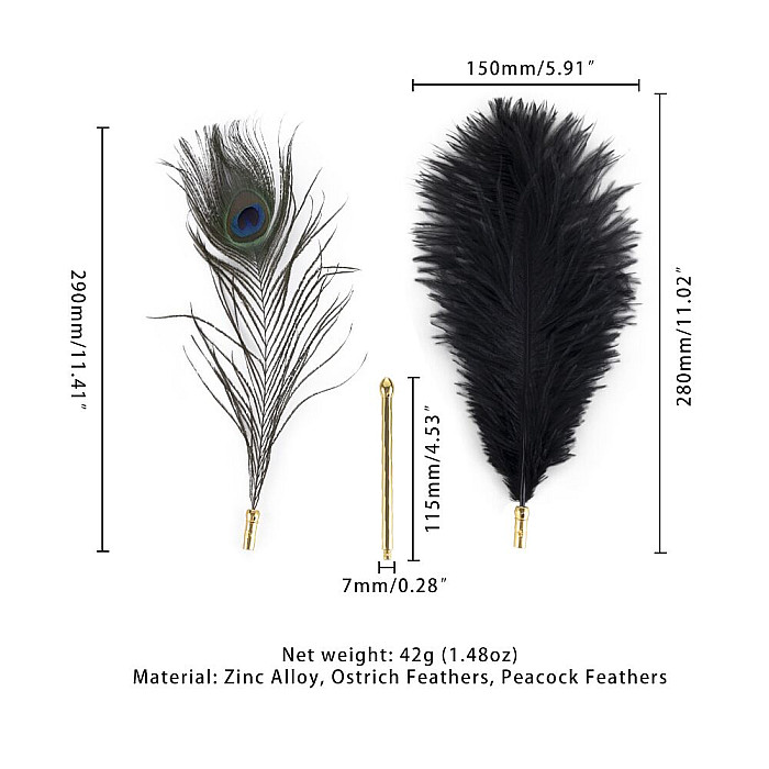 Щекоталка LOCKINK SEVANDA Natural Peacock Flirting Feather Tickler, перья павлина и страуса