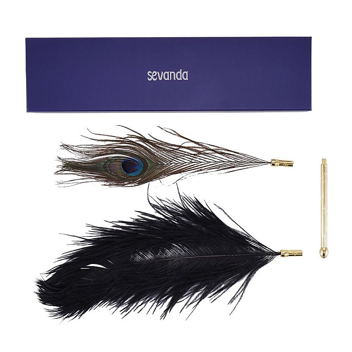 Щекоталка LOCKINK SEVANDA Natural Peacock Flirting Feather Tickler, перья павлина и страуса