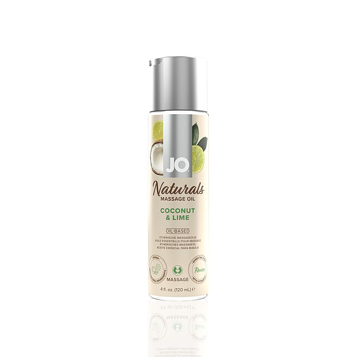 Массажное масло JO Naturals Massage Oil Coconut&Lime с натуральными эфирными маслами 120мл