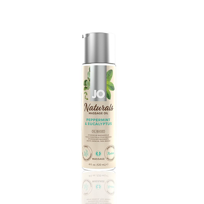 Массажное масло JO Naturals Massage Oil Peppermint & Eucalyptus с эфирными маслами (120 мл)