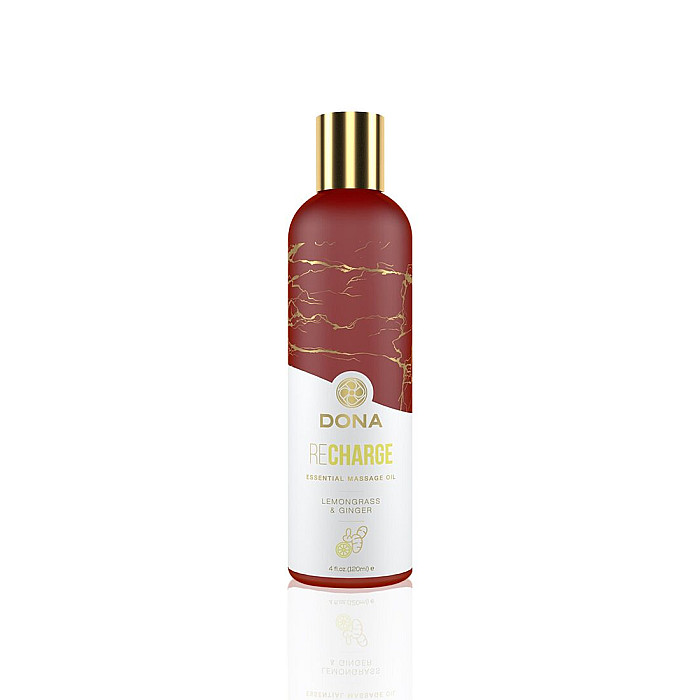 Натуральное массажное масло DONA Recharge — Lemongrass & Gingerl (120 мл) с эфирными маслами