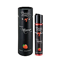 Масажна олія Plaisirs Secrets Strawberry (59 мл) з афродизіаками, їстівна, подарункове паковання