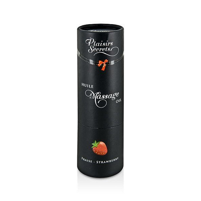 Масажна олія Plaisirs Secrets Strawberry (59 мл) з афродизіаками, їстівна, подарункове паковання