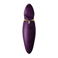 Вибратор 2в1 с язычком Zalo — Hero Twilight Purple, кристалл Swarovski