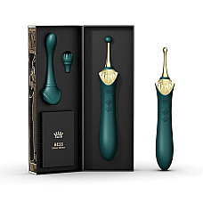 Вагінально-кліторальний вібратор Zalo — Bess Turquoise Green, багатофункціональний із насадками