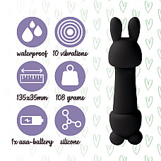 Мини-вибратор FeelzToys Mister Bunny Black с двумя насадками