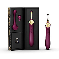 Вагінально-кліторальний вібратор Zalo — Bess Velvet Purple, мультифункціональний із насадками