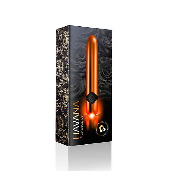 Мощный вибратор Rocks Off Havana Orange Gold с цветной LED-подсветкой