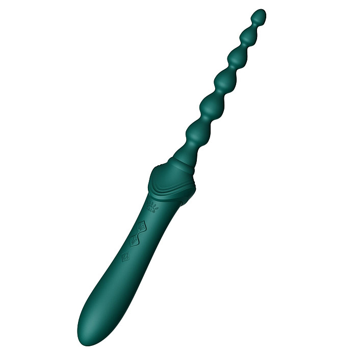 Мультифункциональный вибратор Zalo — Bess 2 Turquoise Green, 4 насадки, подогрев