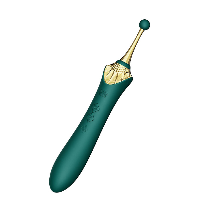 Мультифункциональный вибратор Zalo — Bess 2 Turquoise Green, 4 насадки, подогрев