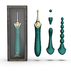Мультифункциональный вибратор Zalo — Bess 2 Turquoise Green, 4 насадки, подогрев