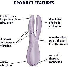 Клиторальный вибратор Satisfyer Threesome 2 Violet, 3 гибких пальчика, 3 мотора