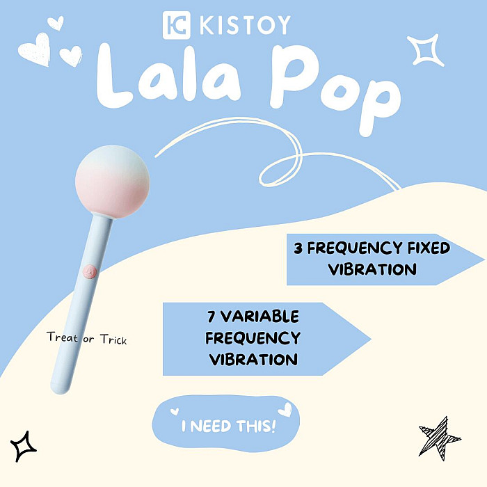 Вибратор-конфетка на палочке KISSTOY Lala Pop, 2 мотора, маска на глаза в комплекте