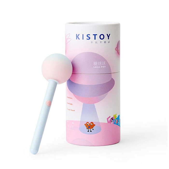 Вибратор-конфетка на палочке KISSTOY Lala Pop, 2 мотора, маска на глаза в комплекте