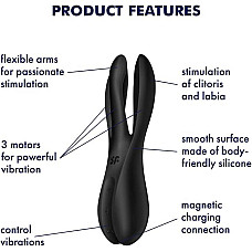Клиторальный вибратор Satisfyer Threesome 2 Black, 3 гибких пальчика, 3 мотора