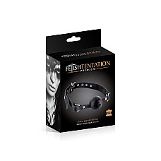 Воздухопроницаемый кляп Fetish Tentation Premium Leather gag with stiff ball, кожаный ремешок