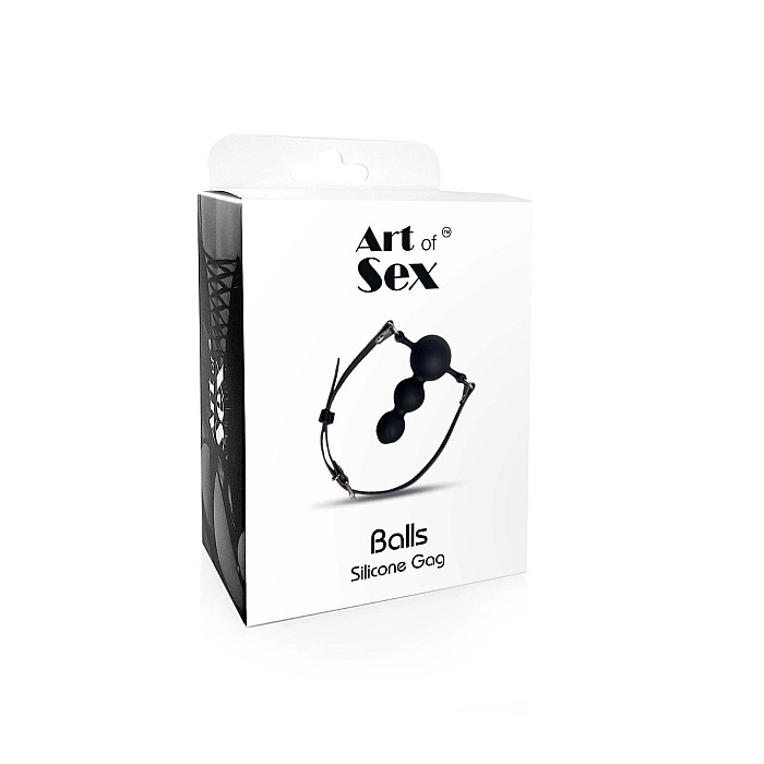 Кляп силиконовый Art of Sex - Balls, экокожа, черный
