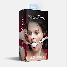 Кляп силиконовый Feral Feelings Silicon Ball Gag White/White, белый ремень, белый шарик