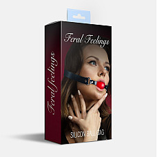 Кляп силиконовый Feral Feelings Silicon Ball Gag Black/Red, черный ремень, красный шарик