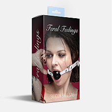 Кляп силиконовый Feral Feelings Silicon Ball Gag White/Black, белый ремень, черный шарик