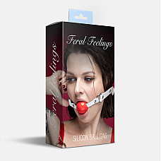 Кляп силиконовый Feral Feelings Silicon Ball Gag White/Red, белый ремень, красный шарик