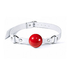 Кляп силиконовый Feral Feelings Silicon Ball Gag White/Red, белый ремень, красный шарик