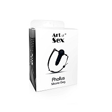 Кляп силиконовый с фаллоимитатором Art of Sex - Phallus, экокожа, черный