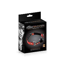 Кляп Fetish Tentation Premium Leather Gag with Silicone Ball (Red), силиконовый шарик