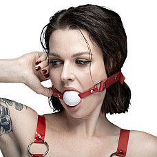 Кляп силиконовый Feral Feelings Silicon Ball Gag Red/White, красный ремень, белый шарик