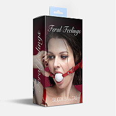 Кляп силиконовый Feral Feelings Silicon Ball Gag Red/White, красный ремень, белый шарик