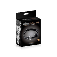Кляп с силиконовым шариком Fetish Tentation Premium Leather gag with silicone ball Black, кожа