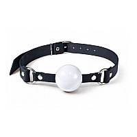 Кляп силиконовый Feral Feelings Silicon Ball Gag Black/White, черный ремень, белый шарик