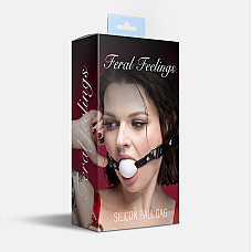Кляп силиконовый Feral Feelings Silicon Ball Gag Black/White, черный ремень, белый шарик