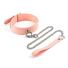 Ошейник с поводком Liebe Seele Dark Candy Pink Collar with Leash, поводок на карабине
