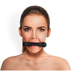 Кляп-палка на ремнях Art of Sex – Gag Stick Silicon, черный, натуральная кожа