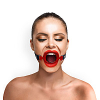 Кляп-расширитель силиконовое кольцо Art of Sex – Gag ring, красный, натуральная кожа