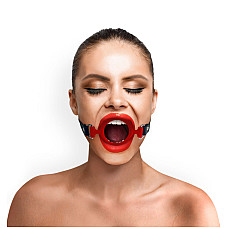 Кляп-расширитель силиконовое кольцо Art of Sex – Gag ring, красный, натуральная кожа