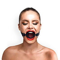 Кляп-расширитель силиконовое кольцо Art of Sex – Gag Ring, черный, натуральная кожа