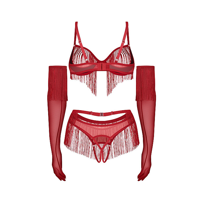 Комплект Obsessive Rossay Red 4-pcs crotchless set 2XL/3XL