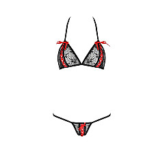 Комплект белья Passion MELISSA BIKINI S/M, black, лиф со шнуровкой и трусики стринги