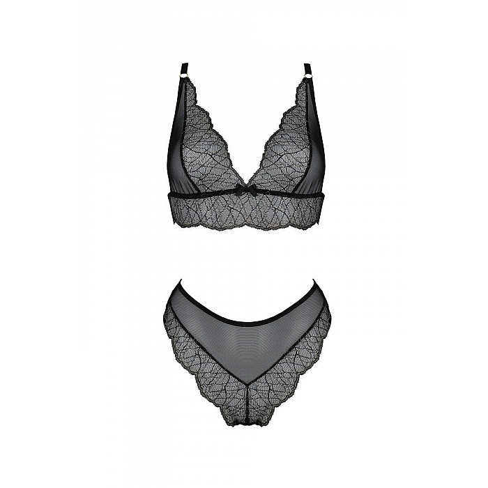 Комплект Passion AMBERLY SET black, XXL/XXXL, бралетт и трусики бразилиана