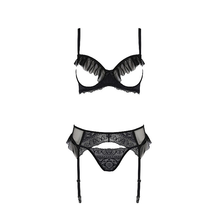 Комплект Passion KERRIA SET WITH OPEN BRA black XXL/XXXL - ECO Passion