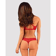 Комплект белья Obsessive Lacelove cupless 2-pcs set XL/2XL Red, открытый доступ, открытая грудь