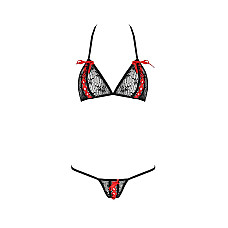 Комплект белья Passion MELISSA BIKINI XXL/XXXL, black, лиф со шнуровкой и трусики-стринги