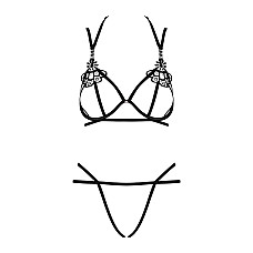 Эротический комплект из стреп Obsessive Badossa 2-pcs set S/M, черный, с доступом
