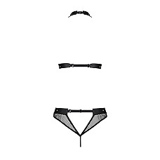 Белье с открытым доступом Passion MOONLIGHT SET S/M black, топ, стринги
