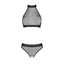 Белье с открытым доступом Passion MOONLIGHT SET S/M black, топ, стринги