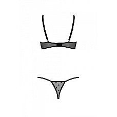Эротический комплект Passion MARINA SET WITH OPEN BRA, S/M, black, открытые чашки