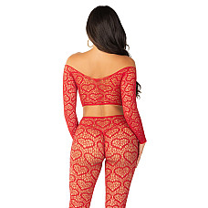 Комплект топ и леггинсы Leg Avenue Off The Shoulder, One Size, Red, длинный рукав